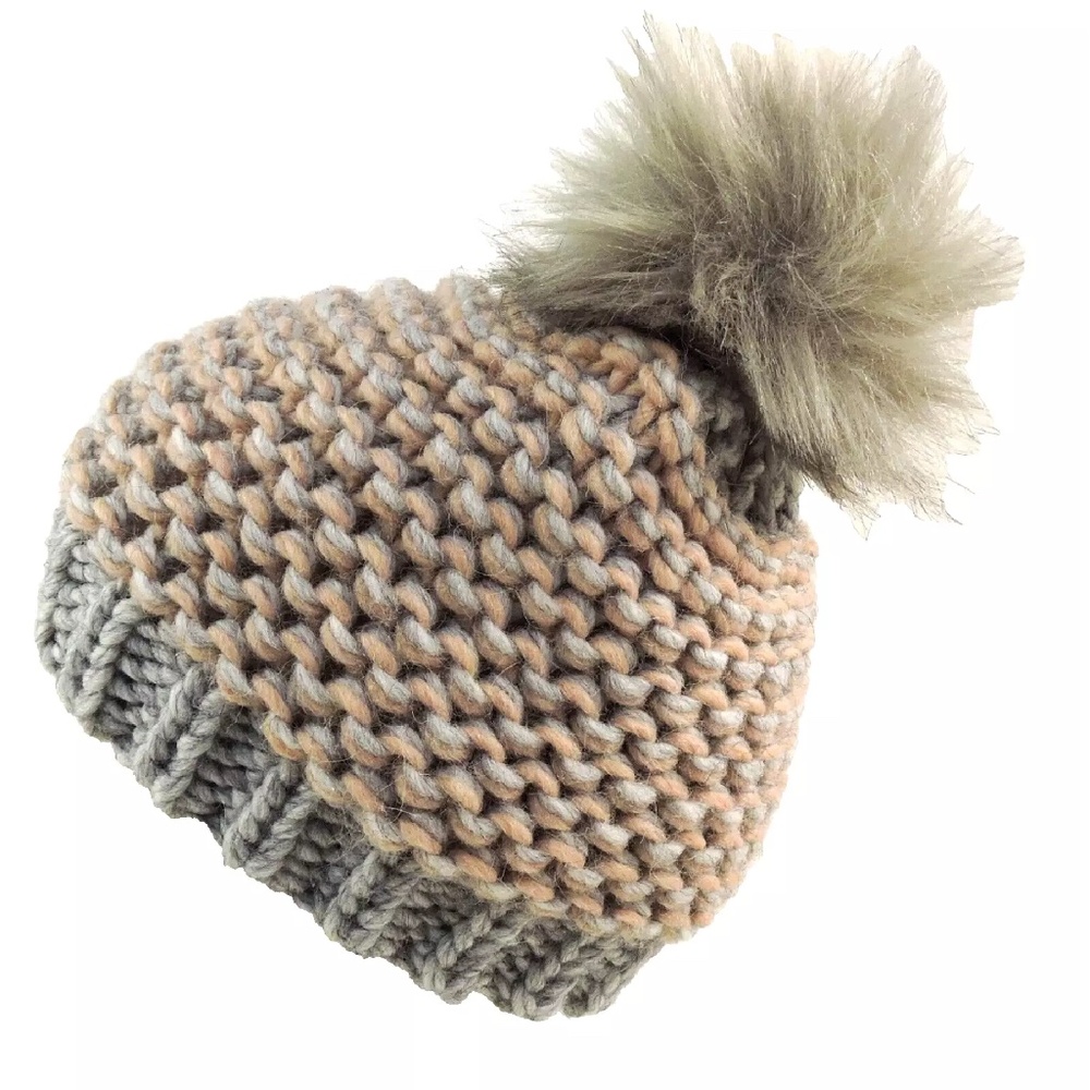 GELSO BIANCO 🇮🇹 WOMEN'S GREY ALPACA/WOOL WINTER POMPOM HAT